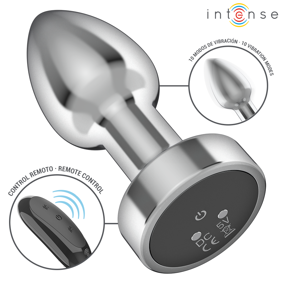 Plug Anal Vibrador Talla S – INTENSE | Aluminio + 10 Modos de Vibración + Control Remoto