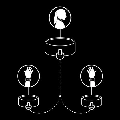 FETISH SUBMISSIVE - COLLAR Y ESPOSAS CUERO VEGANO CON FORRO DE NEOPRENO